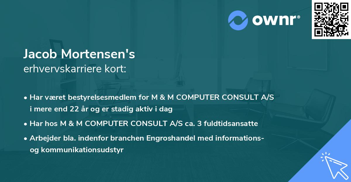Jacob Mortensen's erhvervskarriere kort