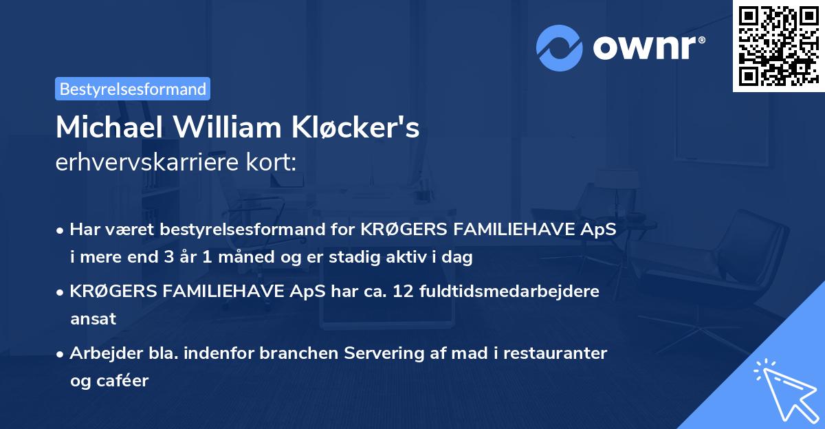 Michael William Kløcker's erhvervskarriere kort