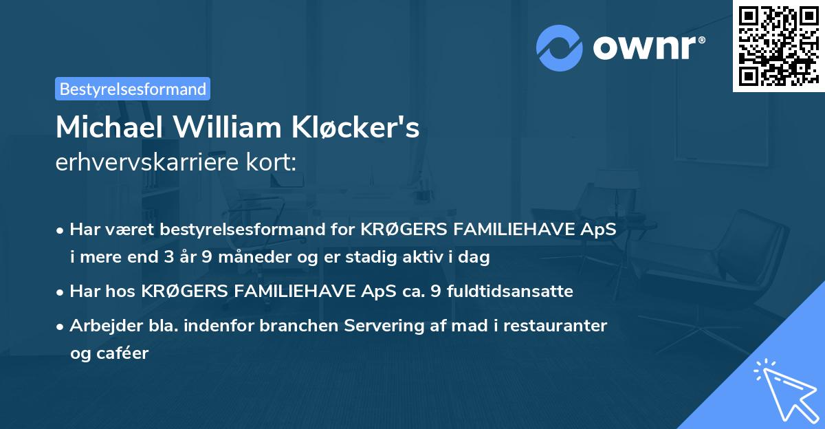 Michael William Kløcker's erhvervskarriere kort