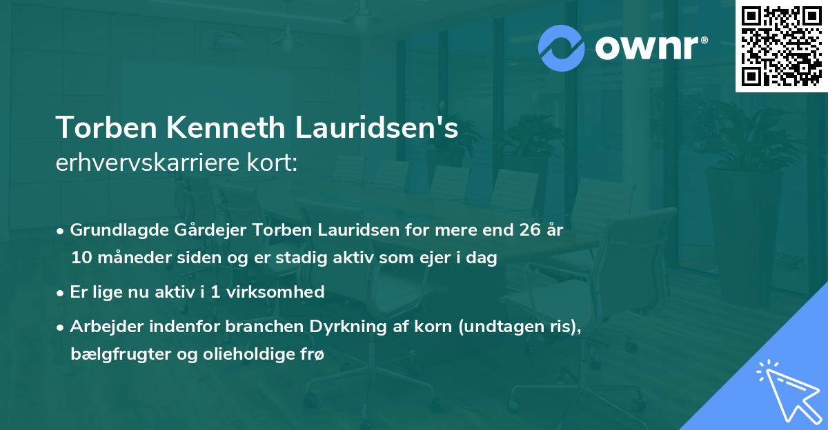 Torben Kenneth Lauridsen's erhvervskarriere kort