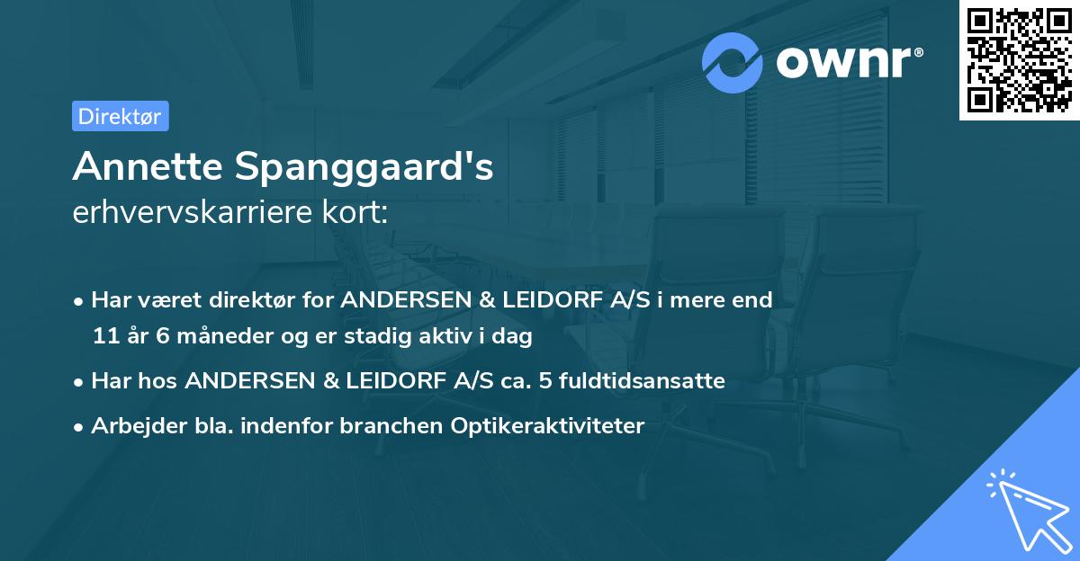 Annette Spanggaard's erhvervskarriere kort