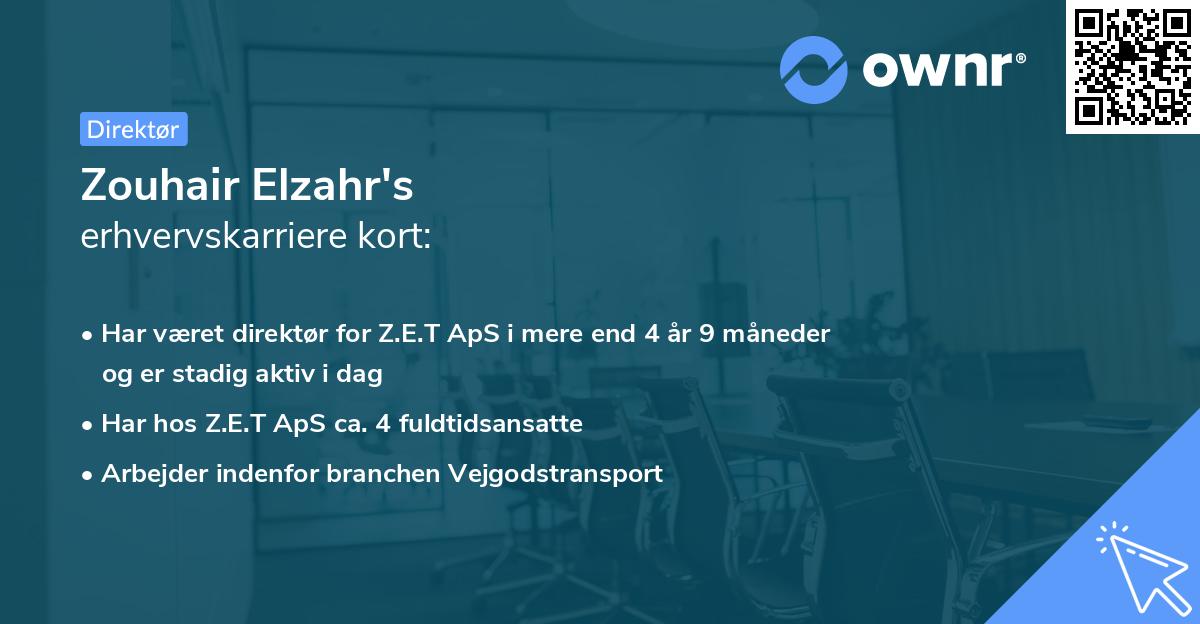 Zouhair Elzahr's erhvervskarriere kort