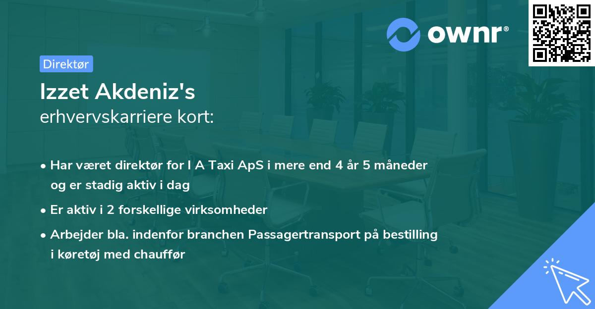 Izzet Akdeniz's erhvervskarriere kort