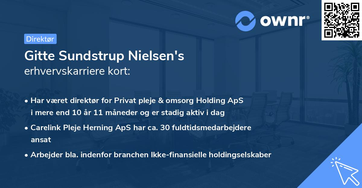 Gitte Sundstrup Nielsen's erhvervskarriere kort