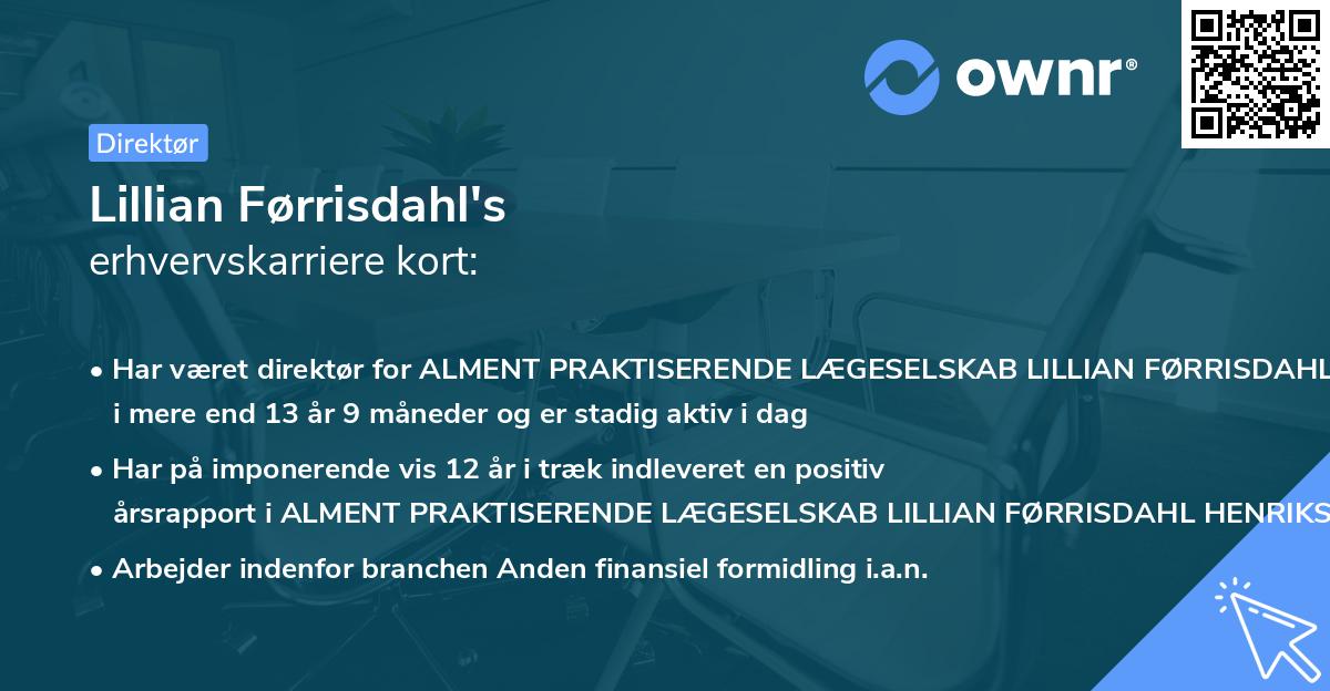 Lillian Førrisdahl's erhvervskarriere kort