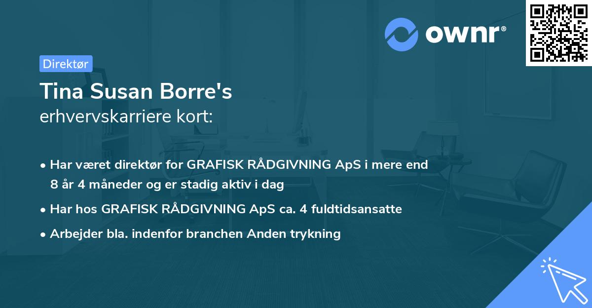 Tina Susan Borre's erhvervskarriere kort