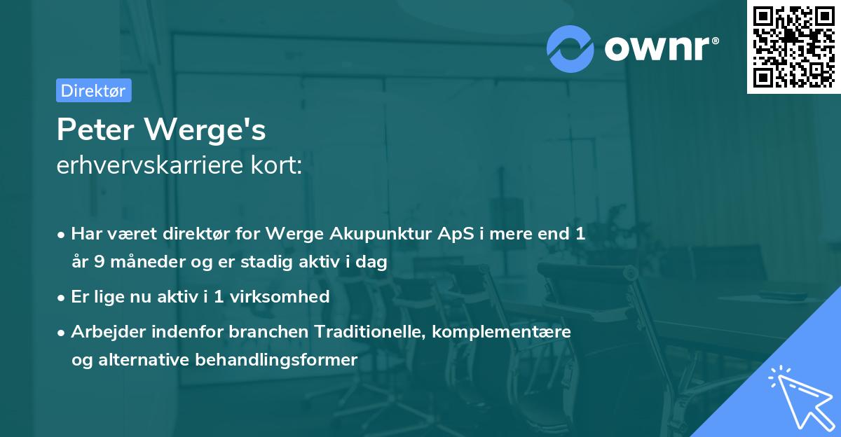 Peter Werge's erhvervskarriere kort