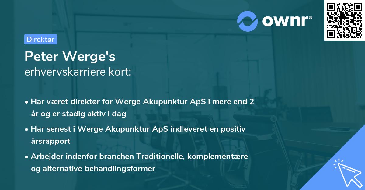 Peter Werge's erhvervskarriere kort
