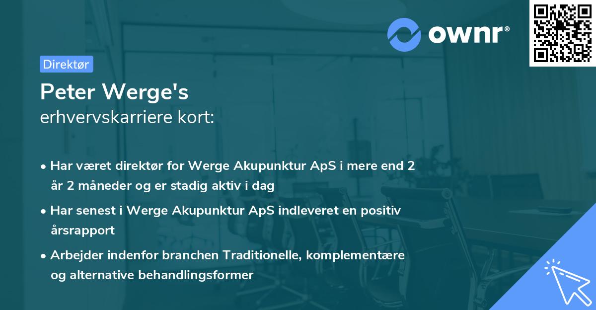 Peter Werge's erhvervskarriere kort