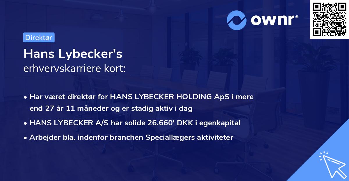Hans Lybecker's erhvervskarriere kort