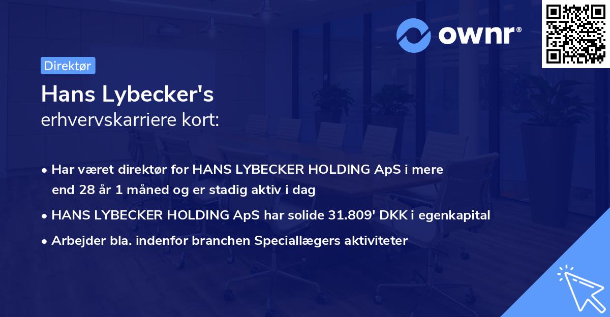 Hans Lybecker's erhvervskarriere kort
