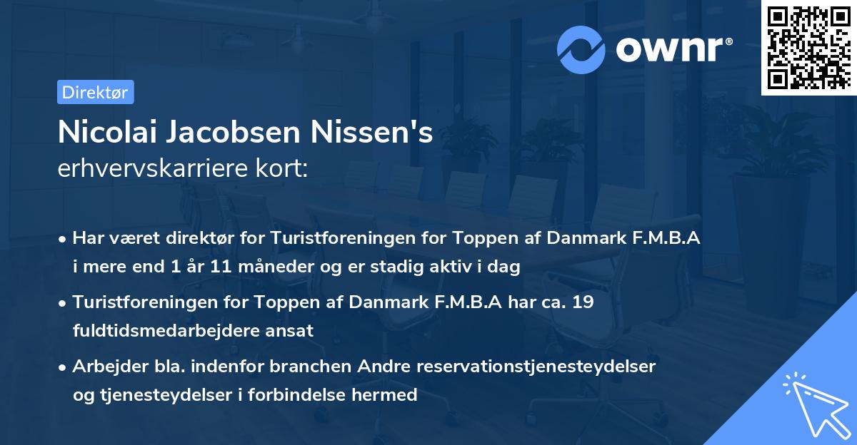 Nicolai Jacobsen Nissen's erhvervskarriere kort