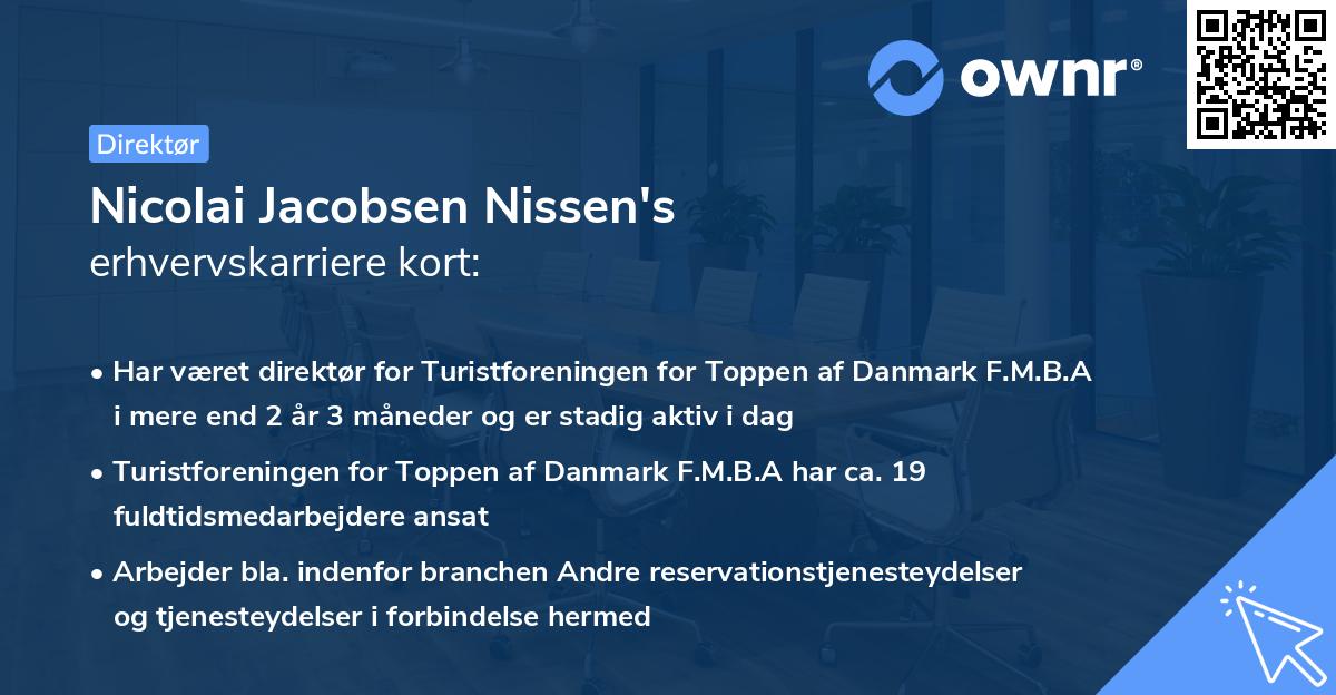 Nicolai Jacobsen Nissen's erhvervskarriere kort