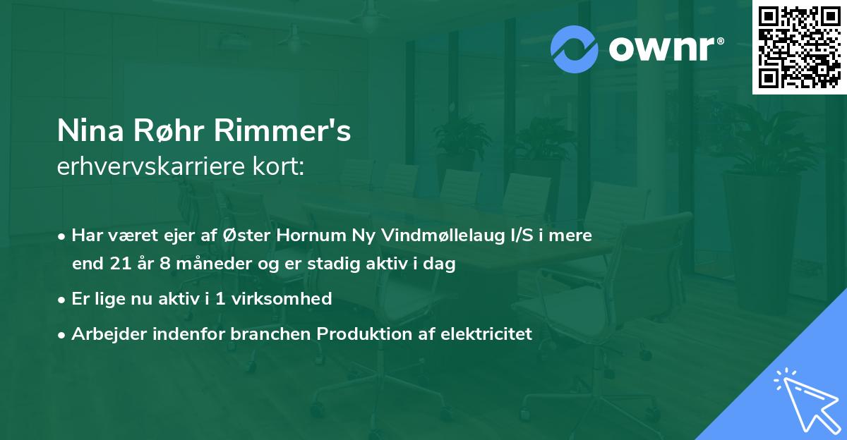Nina Røhr Rimmer's erhvervskarriere kort