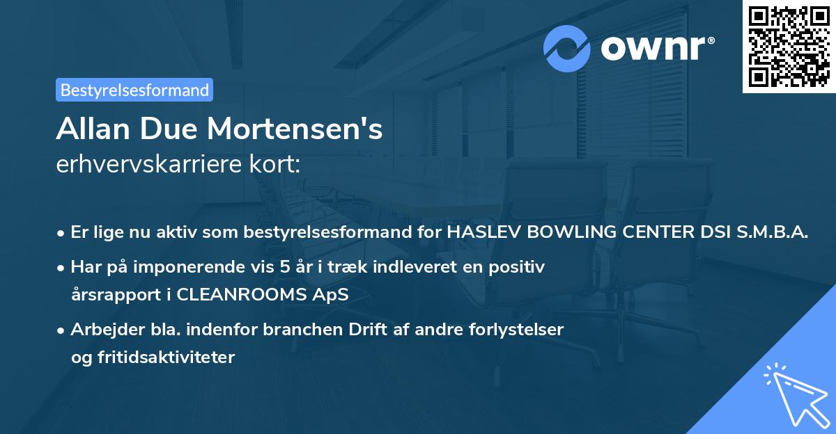 Allan Due Mortensen's erhvervskarriere kort