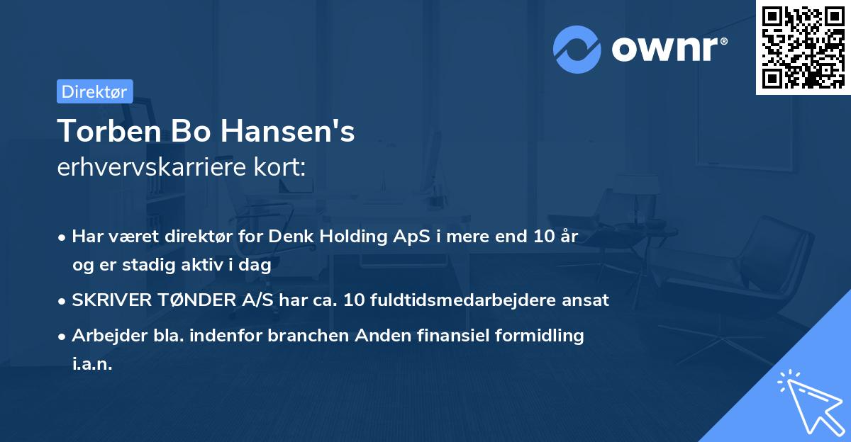 Torben Bo Hansen's erhvervskarriere kort