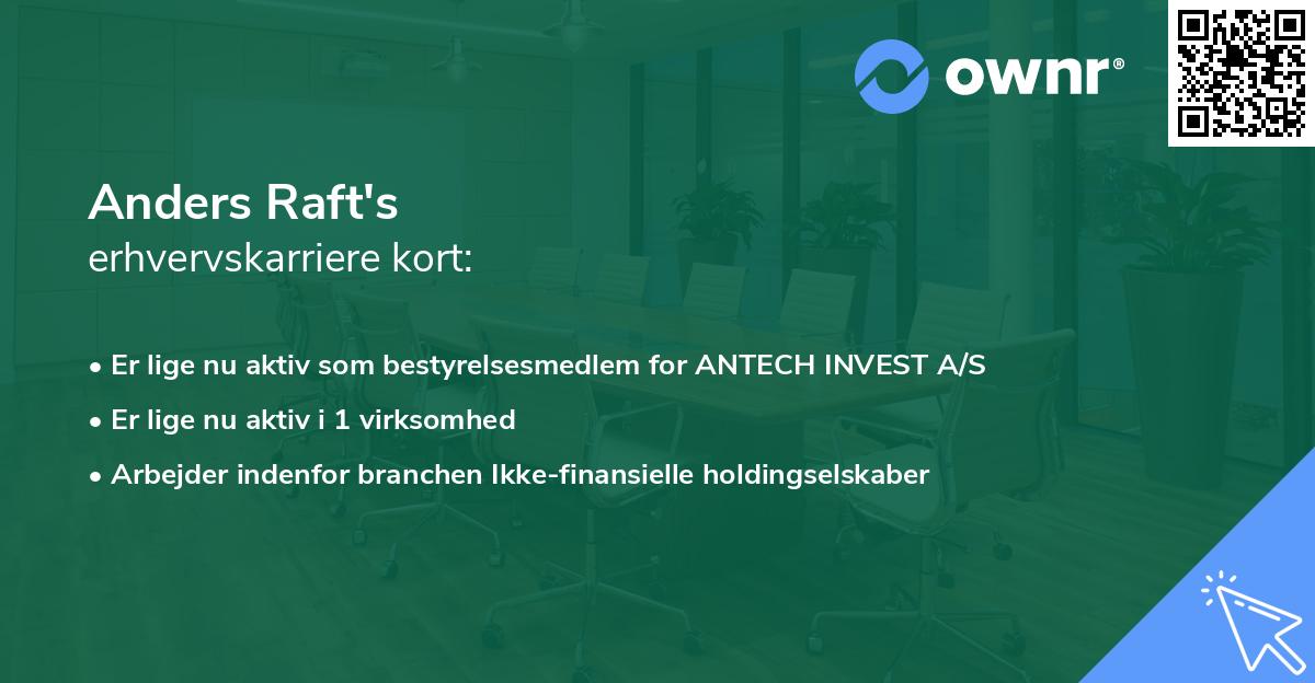 Anders Raft's erhvervskarriere kort