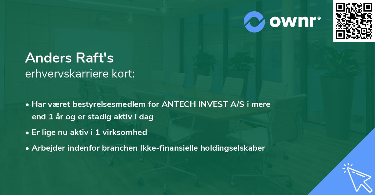 Anders Raft's erhvervskarriere kort