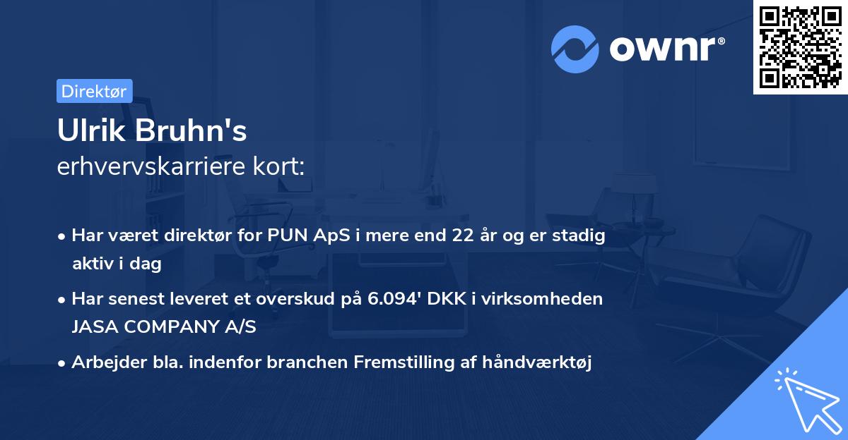 Ulrik Bruhn's erhvervskarriere kort