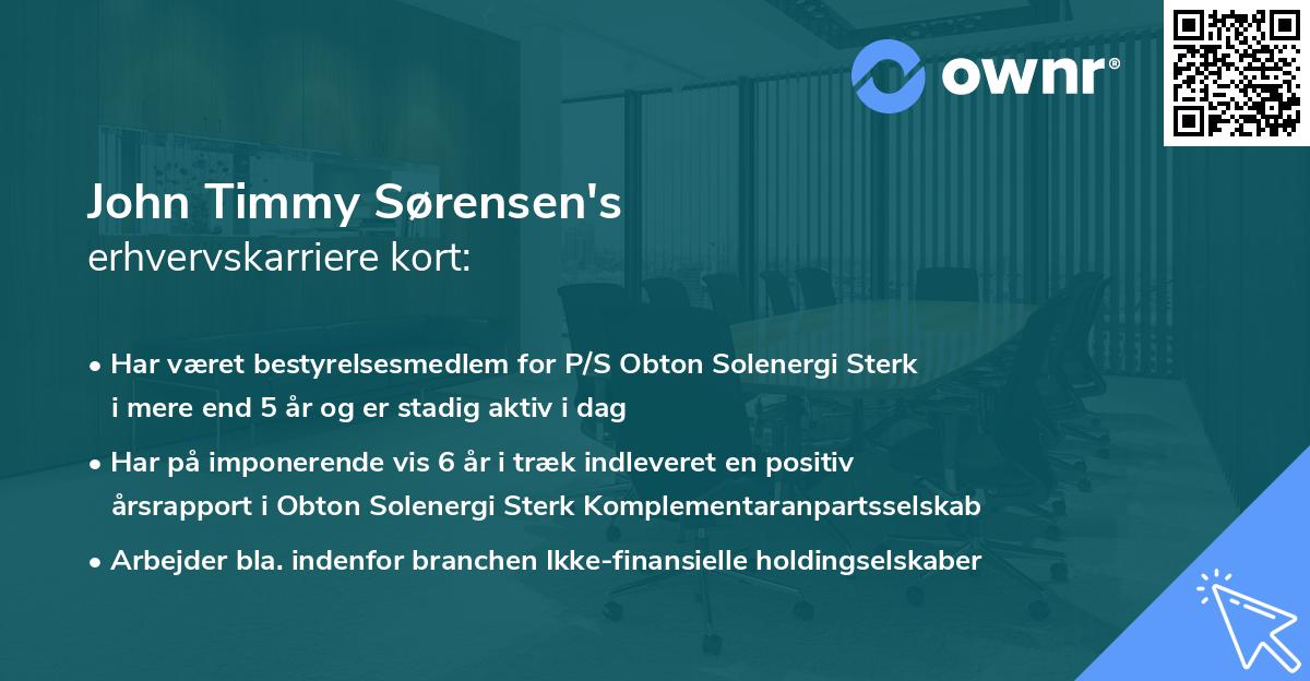 John Timmy Sørensen's erhvervskarriere kort
