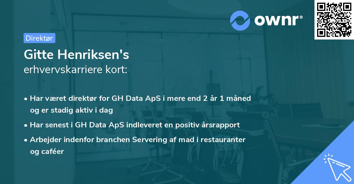 Gitte Henriksen's erhvervskarriere kort