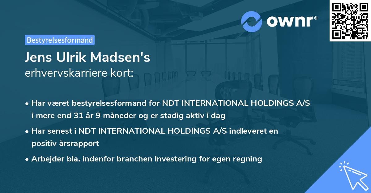 Jens Ulrik Madsen's erhvervskarriere kort