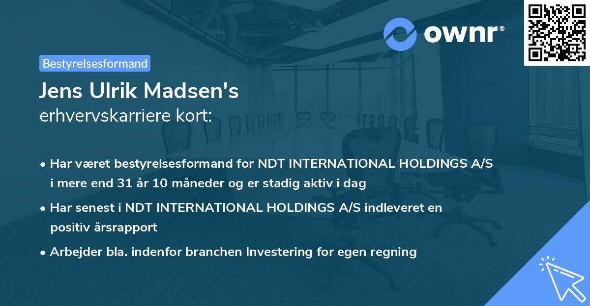 Jens Ulrik Madsen's erhvervskarriere kort