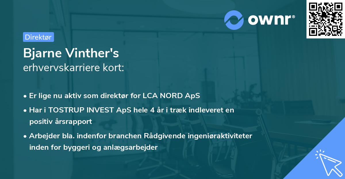 Bjarne Vinther's erhvervskarriere kort