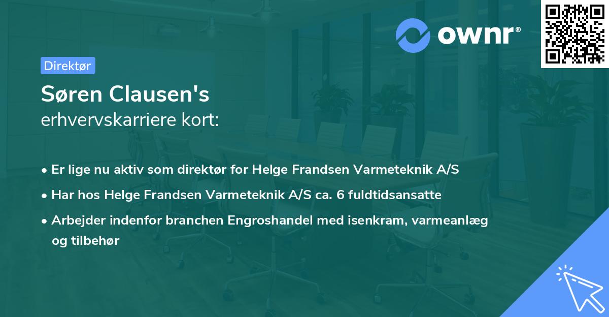 Søren Clausen's erhvervskarriere kort