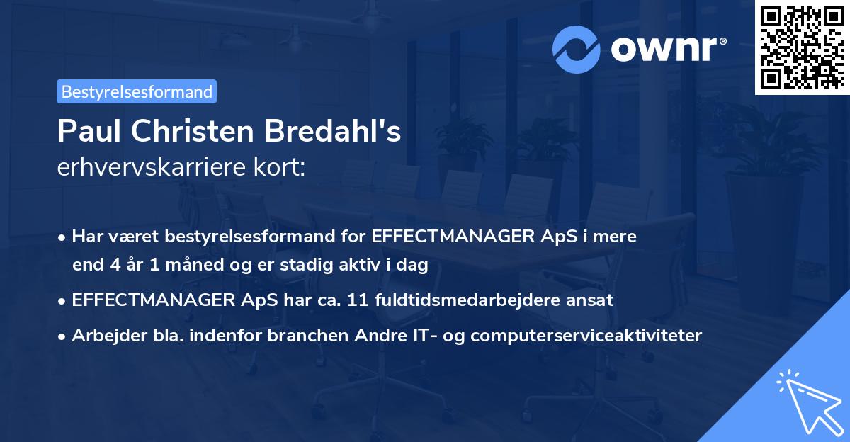 Paul Christen Bredahl's erhvervskarriere kort