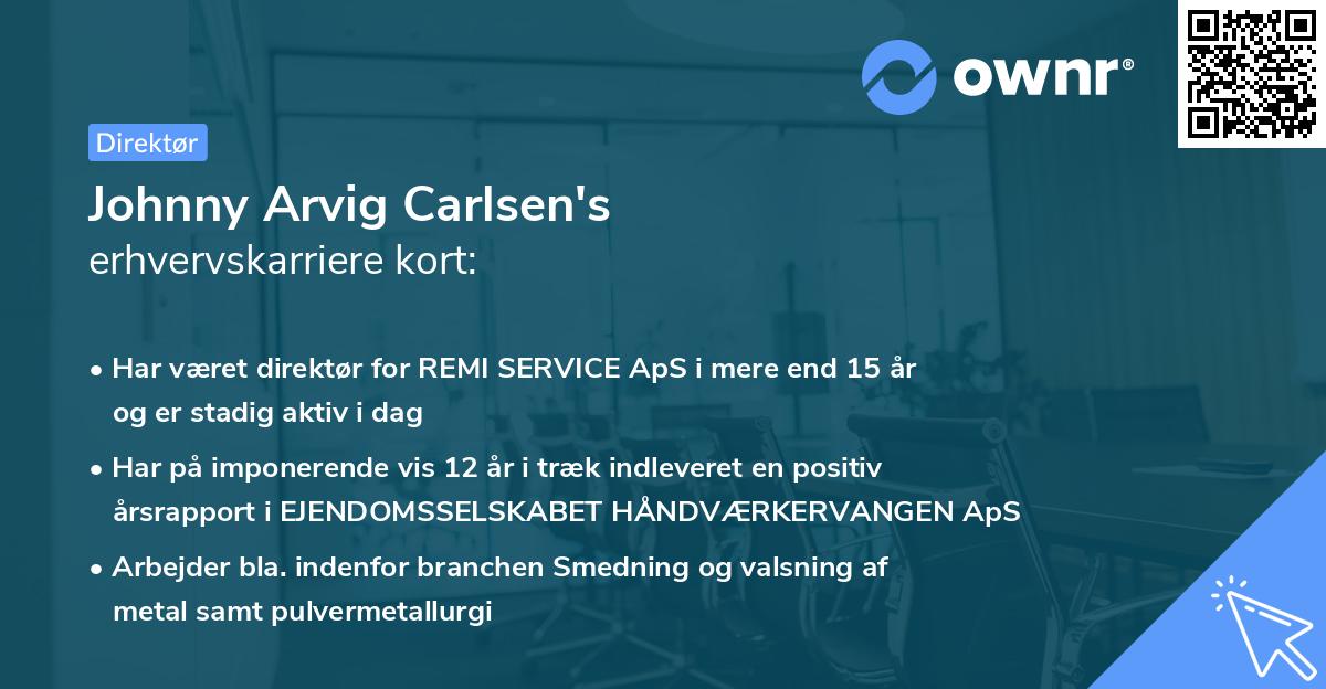 Johnny Arvig Carlsen's erhvervskarriere kort