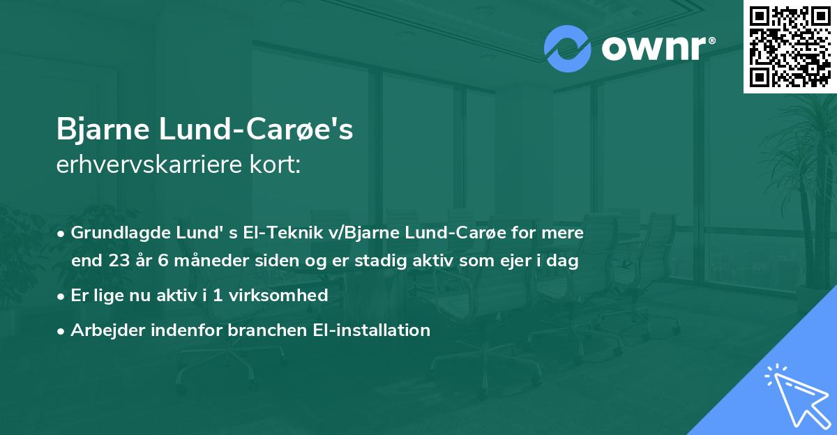 Bjarne Lund-Carøe's erhvervskarriere kort