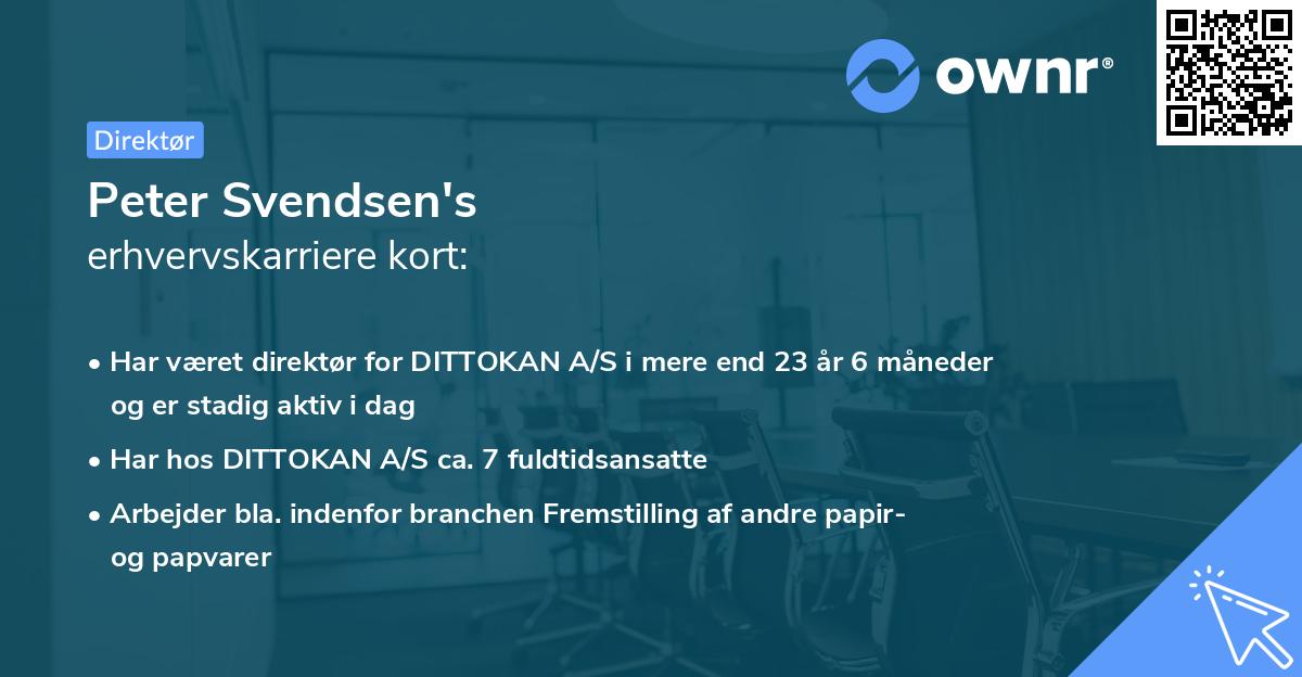 Peter Svendsen's erhvervskarriere kort