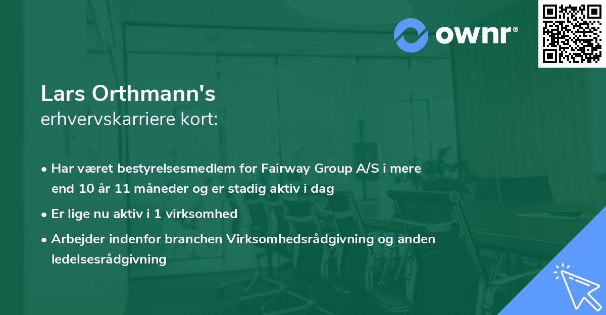 Lars Orthmann's erhvervskarriere kort
