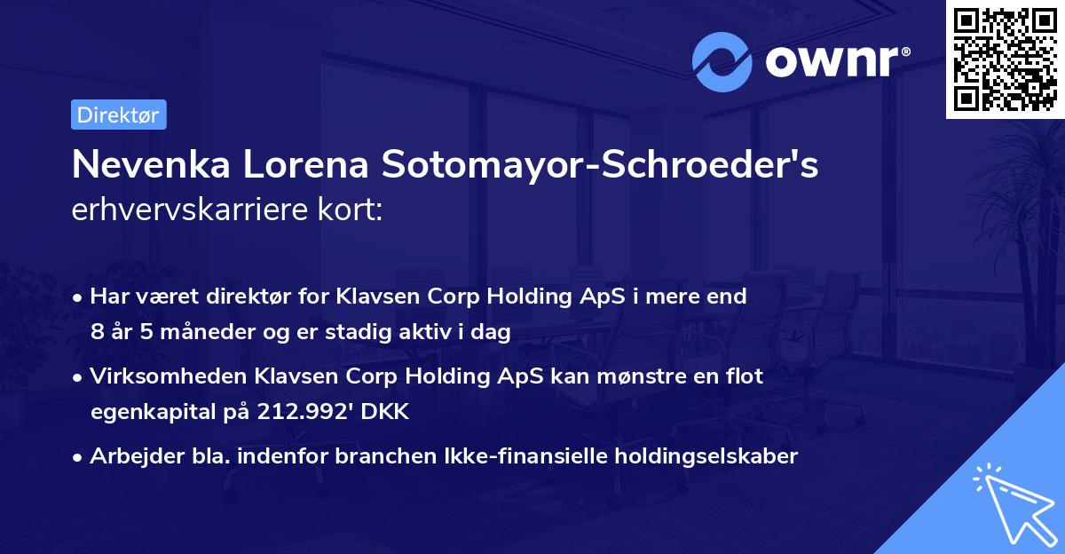 Nevenka Lorena Sotomayor-Schroeder's erhvervskarriere kort