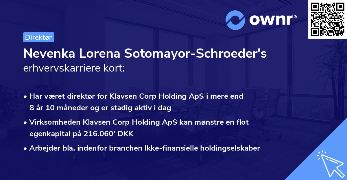Nevenka Lorena Sotomayor-Schroeder's erhvervskarriere kort