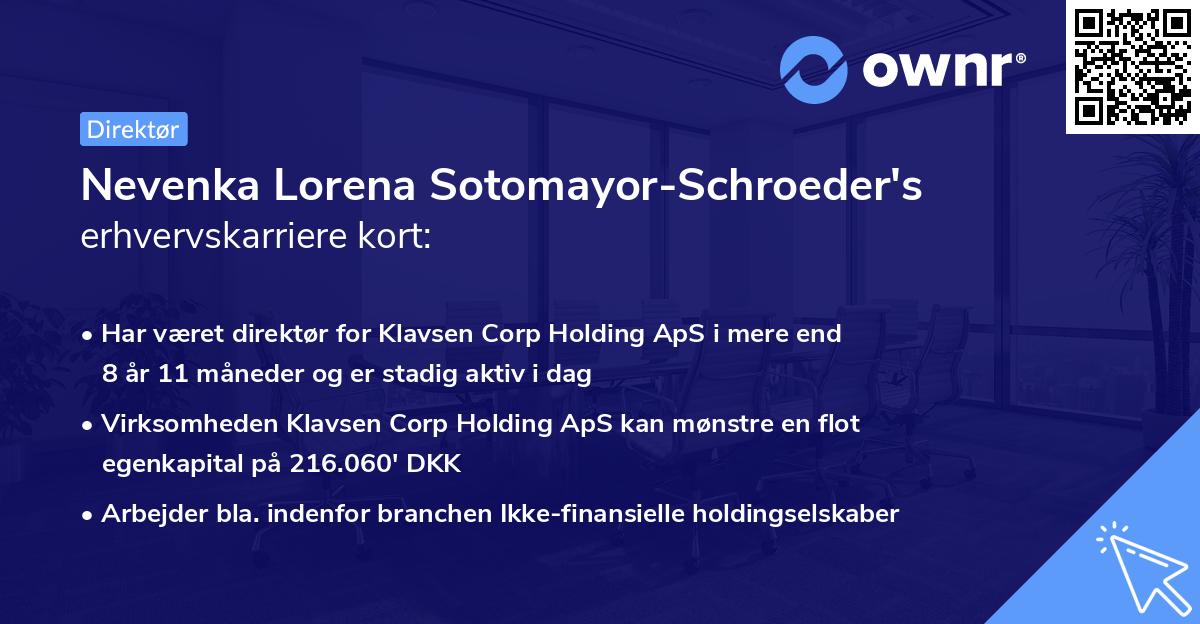 Nevenka Lorena Sotomayor-Schroeder's erhvervskarriere kort
