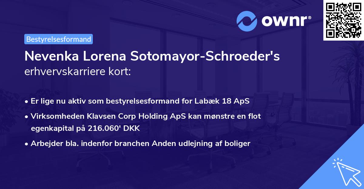 Nevenka Lorena Sotomayor-Schroeder's erhvervskarriere kort