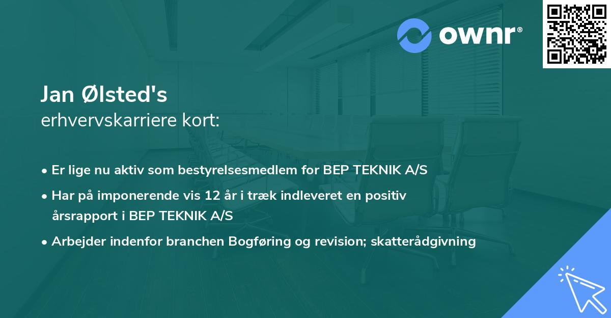 Jan Ølsted's erhvervskarriere kort