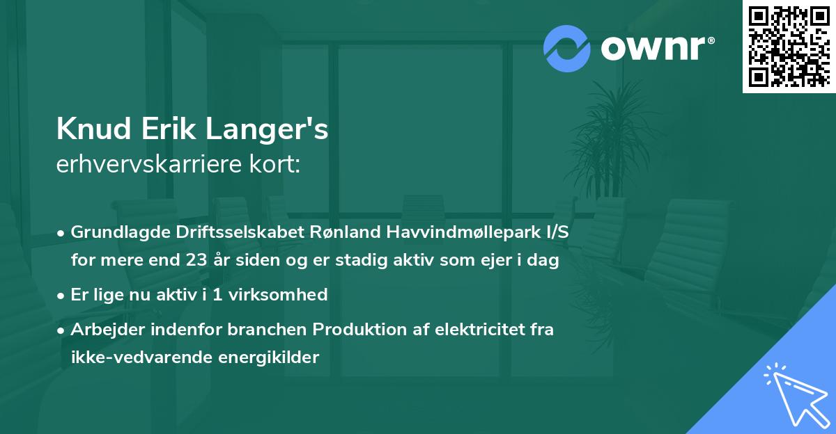 Knud Erik Langer's erhvervskarriere kort