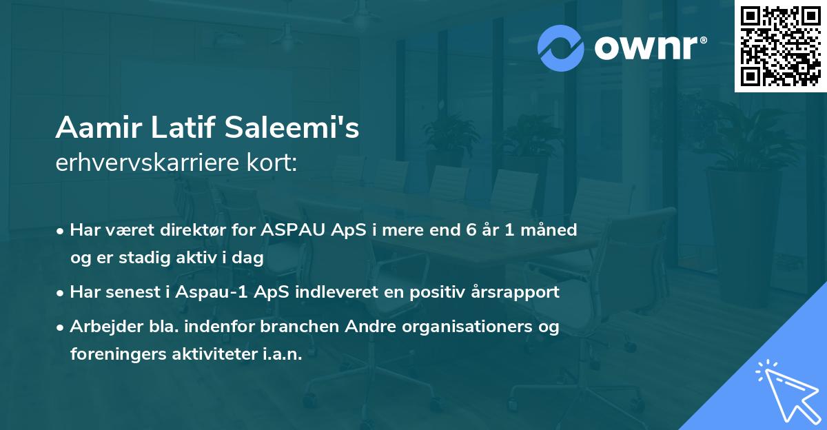 Aamir Latif Saleemi's erhvervskarriere kort