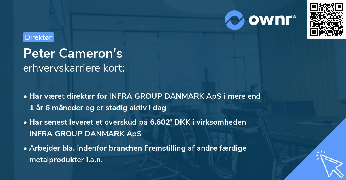 Peter Cameron's erhvervskarriere kort