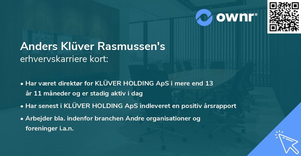 Anders Klüver Rasmussen's erhvervskarriere kort