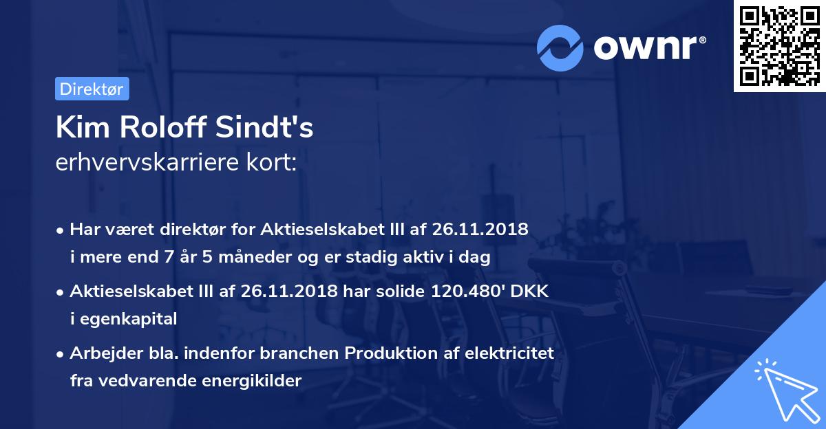 Kim Roloff Sindt's erhvervskarriere kort