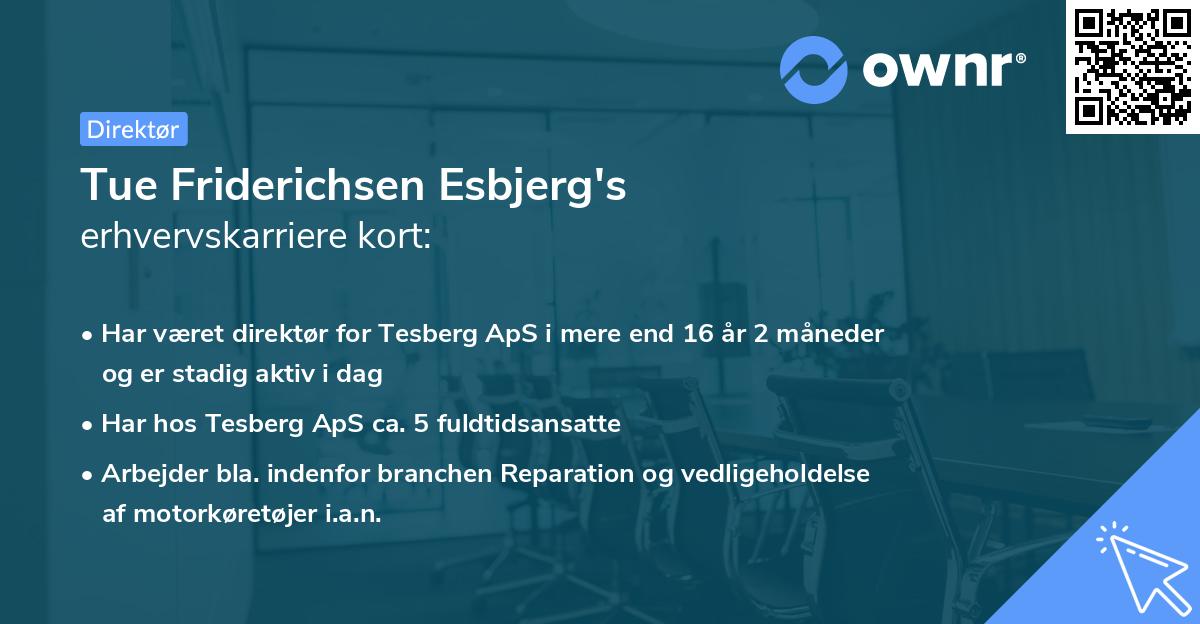 Tue Friderichsen Esbjerg's erhvervskarriere kort