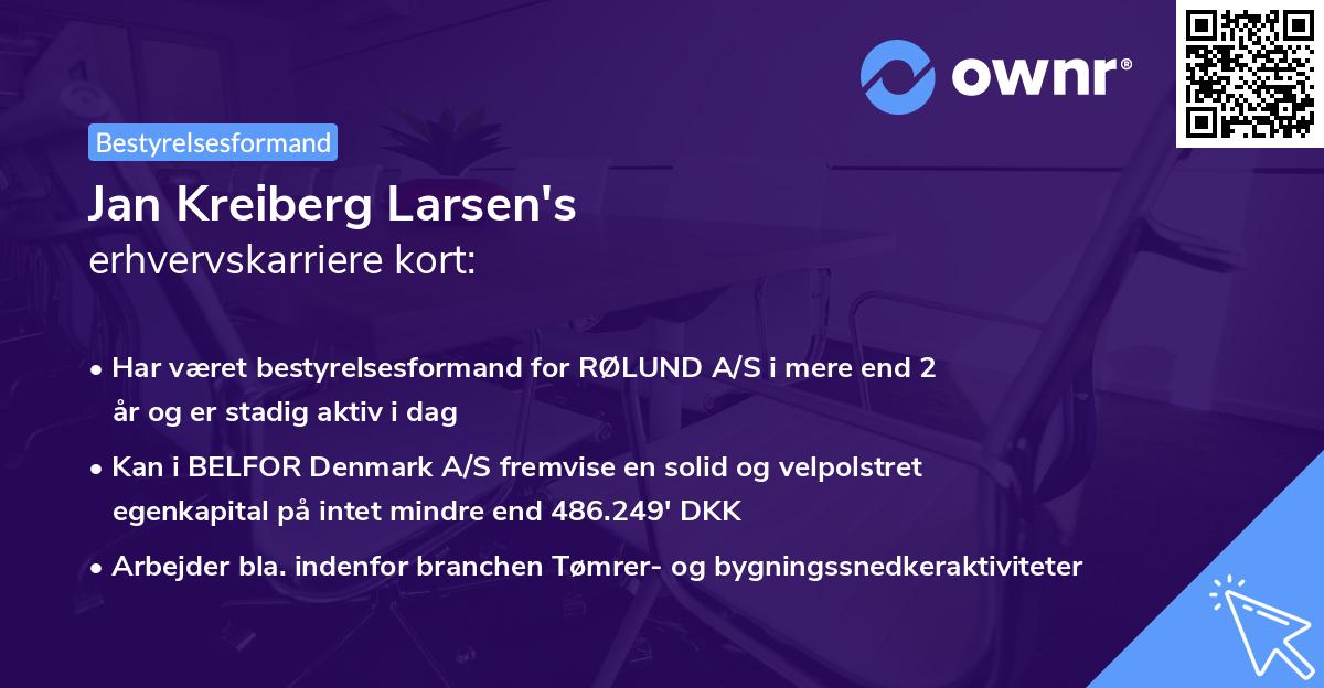 Jan Kreiberg Larsen's erhvervskarriere kort