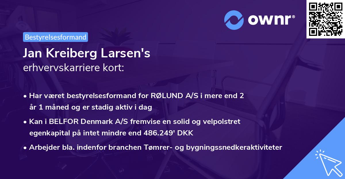 Jan Kreiberg Larsen's erhvervskarriere kort