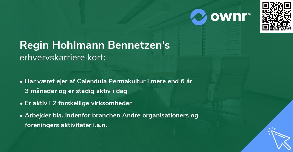 Regin Hohlmann Bennetzen's erhvervskarriere kort