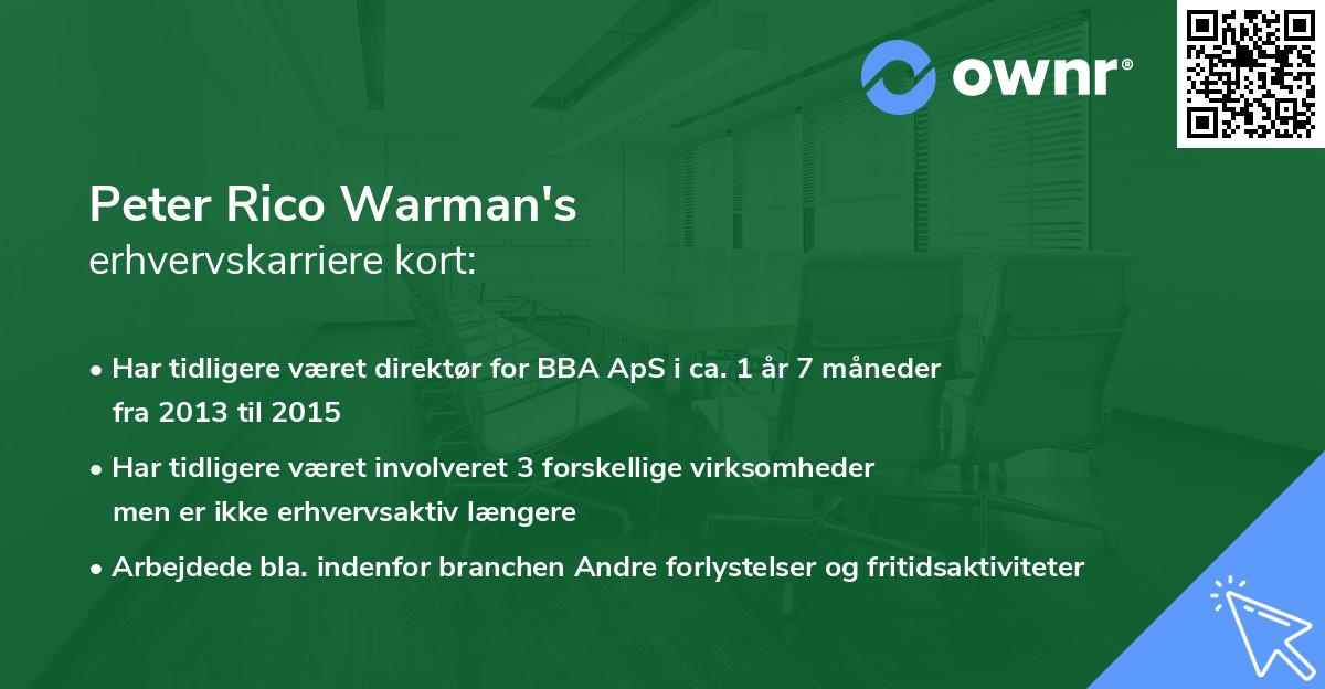 Peter Rico Warman's erhvervskarriere kort