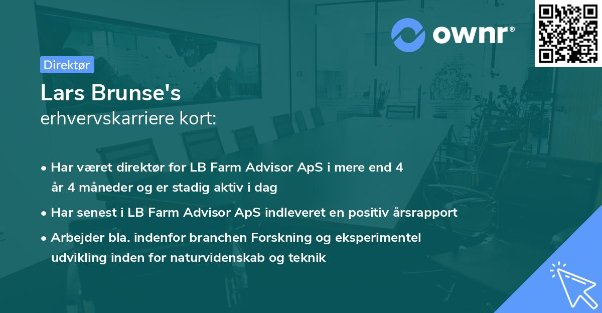 Lars Brunse's erhvervskarriere kort